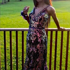 Royal blue/multicolored prom dress